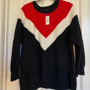 Express Cotton Blend Sweater Black White Red Size Petite XS